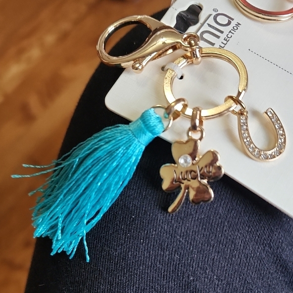 Gold and Teal Keychain with Tassel by Mia - Picture 4 of 6
